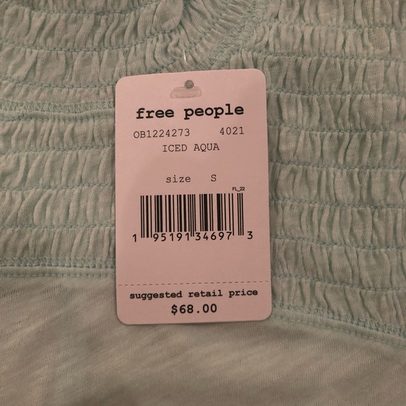 NWT Free People Caroline long-sleeve top, size S, iced aqua - Picture 5 of 13